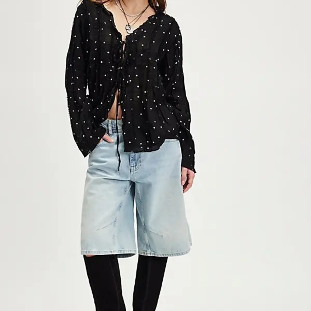 Free People Black and White Polka Dot Blouse - Picture 4 of 12